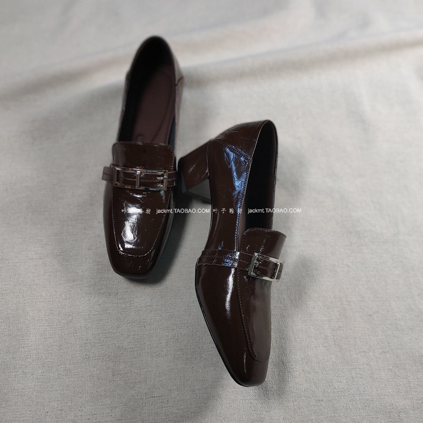 纯原！小众风舒适又时髦！复古洋气手抓纹头层牛皮粗跟咖色工鞋女,女鞋,深口单鞋,淘宝优惠券,粉丝福利购,淘宝优惠卷