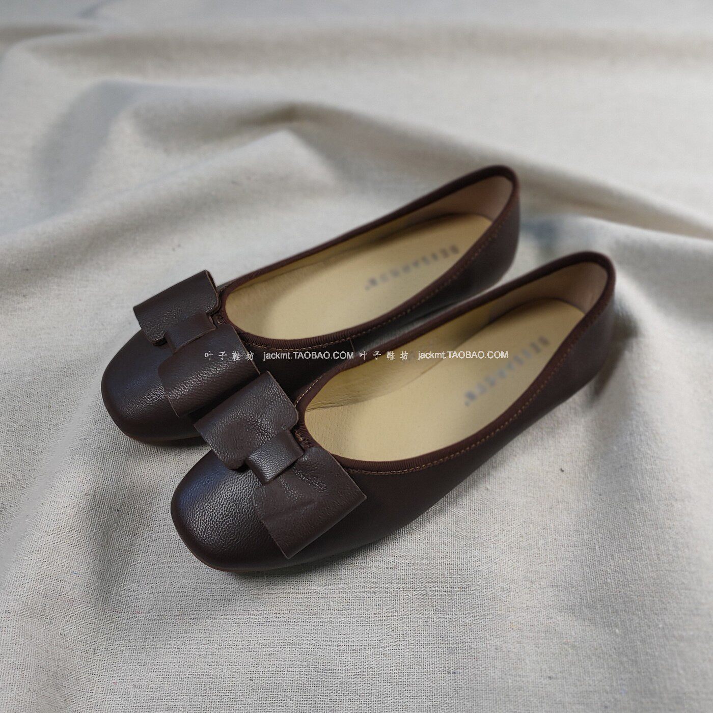 仅7对~纯原！比球鞋还舒服街拍风巧克力色羊皮蝴蝶结芭蕾舞平底鞋,女鞋,深口单鞋,淘宝优惠券,粉丝福利购,淘宝优惠卷