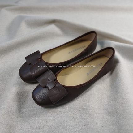 仅7对~纯原！比球鞋还舒服街拍风巧克力色羊皮蝴蝶结芭蕾舞平底鞋