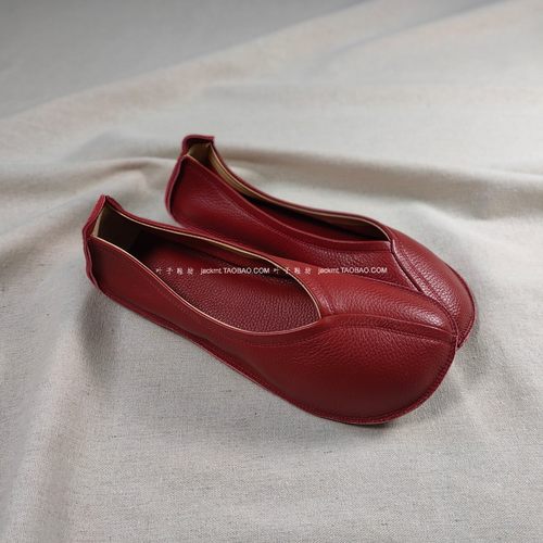 仅1对~纯原！无法取代舒适本命年防XIAO人朱砂红平跟真皮芭蕾鞋42