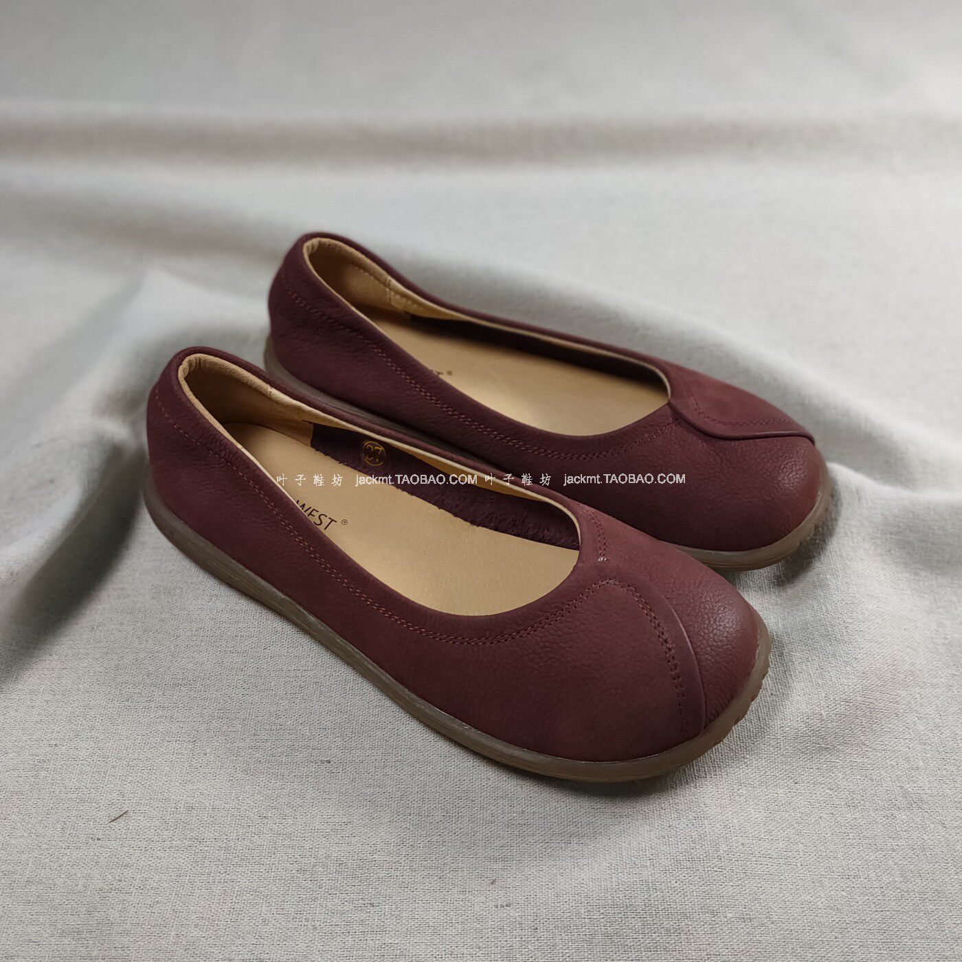 防xiao人~本命年朱砂红色！比球鞋还舒服脚感舒适手工真皮平跟鞋