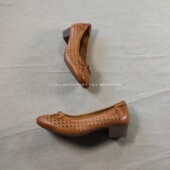 纯原 新款 时尚 仅1对 圈都在穿 显腿长小皮鞋 羊皮镂空手工粗跟鞋