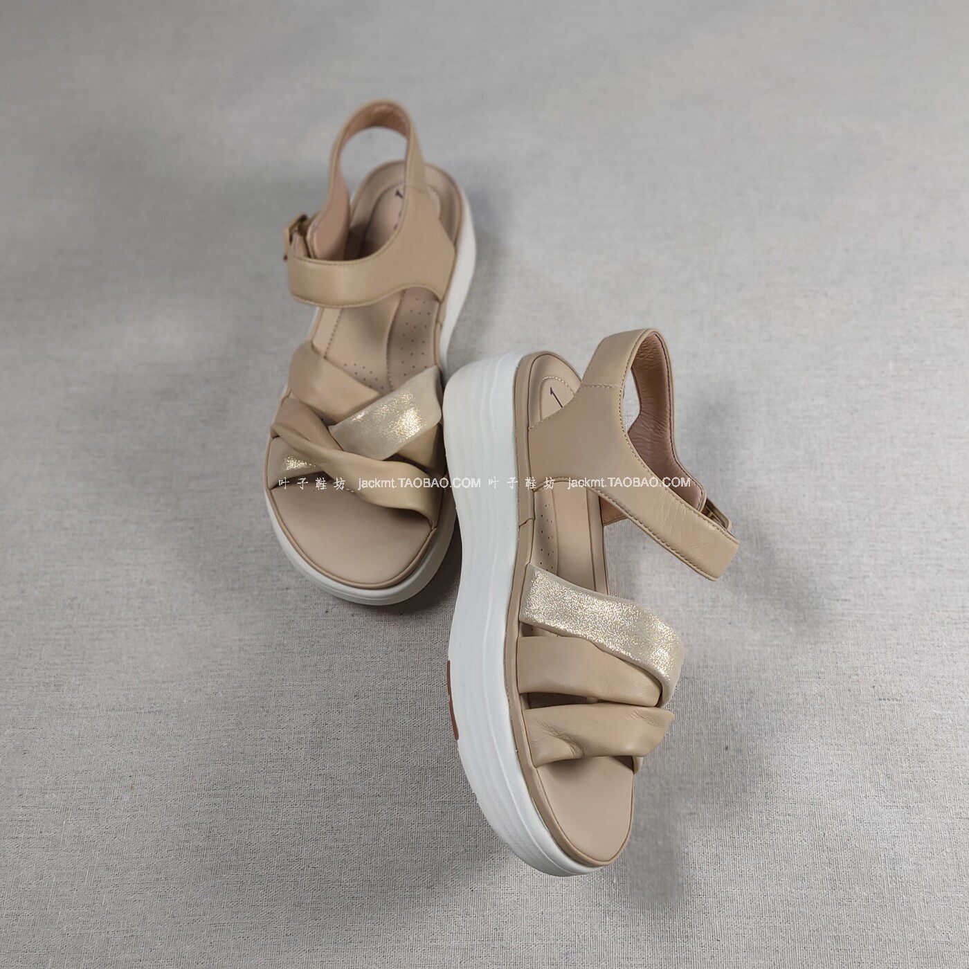 纯原！反季买更划算~增高显瘦~厚底休闲凉鞋女夏季羊皮沙滩凉鞋子