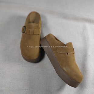仅1对~纯原！有点帅哦~2026年早春新款 英伦风厚底真皮穆勒凉拖鞋