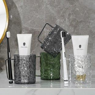 轻奢透明冰川纹漱口杯轻奢家用水波纹洗漱杯儿童牙刷杯