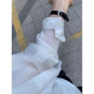 衬衫 HM2025夏季 防晒长袖 新款 女学生宽松慵懒风休闲外套上 韩系薄款