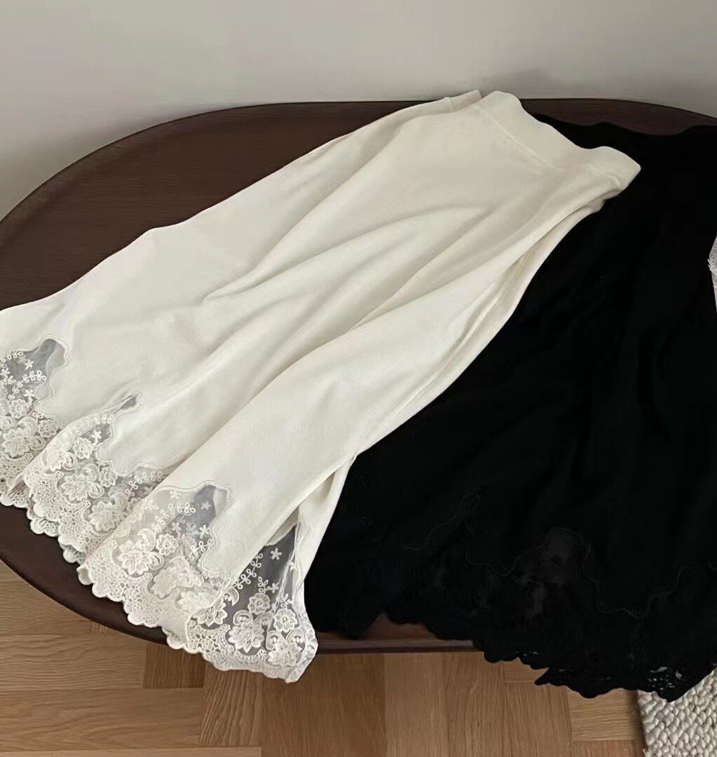 HEYI秋冬必收约会神器 柔软细腻松紧腰羊毛羊毛 复古蕾丝半裙上衣