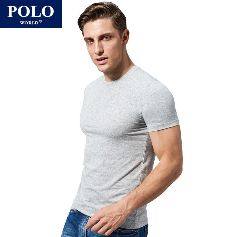 polo纯色圆领上衣服打底衫半袖