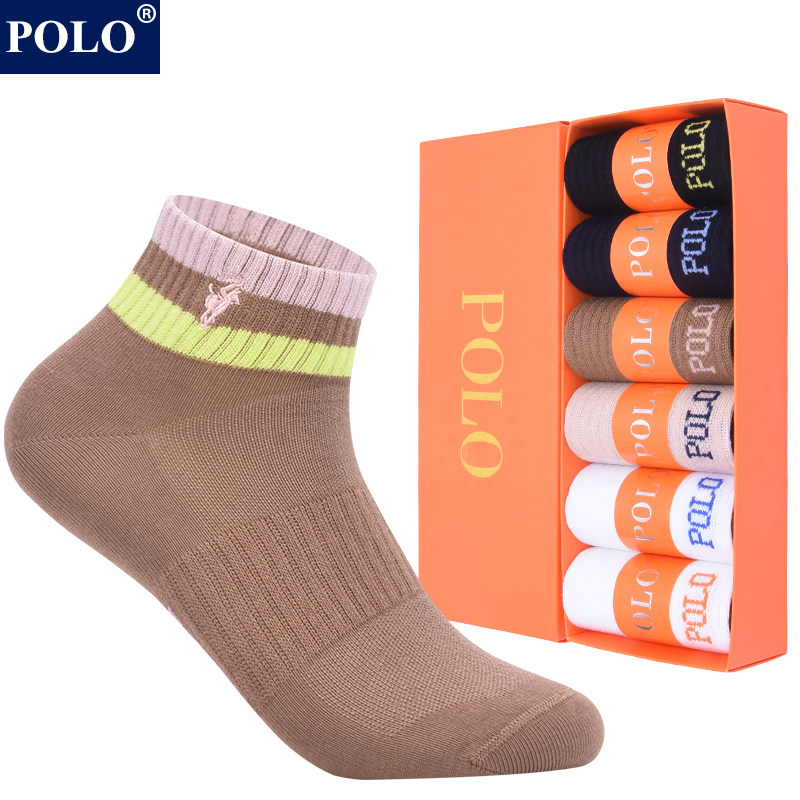 polo袜子女士薄款中筒袜春夏季纯棉防臭透气吸汗运动个性百搭棉袜
