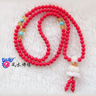 天然红贝壳念珠项链女士手链深海灵贝类时尚随身吉祥物升华感情