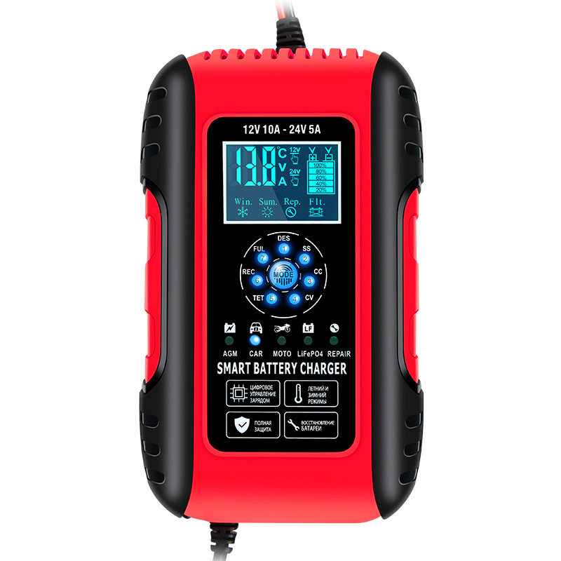 E-FAST 12V24V10A7段式跑马灯汽车摩托车电瓶充电器锂电铅酸通用