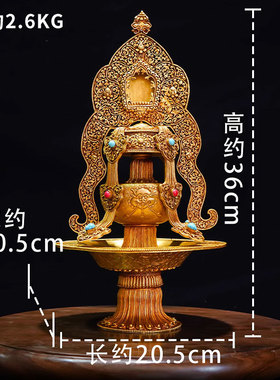 热销全鎏金雕花长寿宝瓶室内家用宝石镶嵌财神宝瓶桌面装饰摆饰