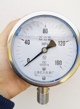 热销YN100BF不锈钢耐震压力表 0-100 160MPA超高压兆帕压力表316