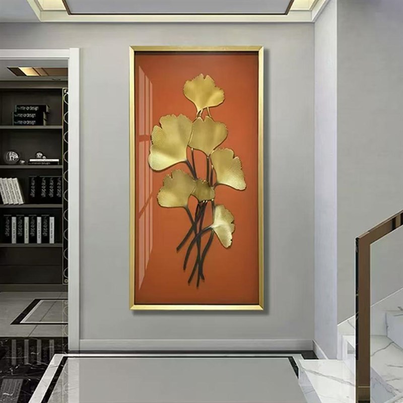 热销木雕立体实物画艺术框画过道挂画浮雕银杏叶客厅玄关走廊装饰