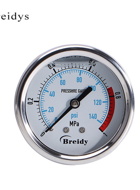 热销压力表YN60Z轴向不锈钢耐震压力表测水压气压通用0-1.6/100MP