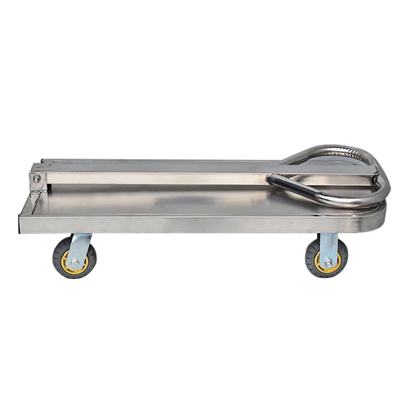 热销不锈钢平板手推车折叠小推车拉货车大轮搬运车四轮手拉车推货