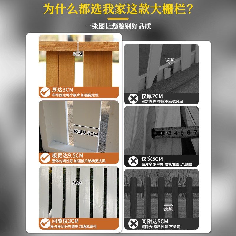 热销防腐木别墅围墙护栏户外庭院篱笆栅栏花园小院子围栏挡板露台