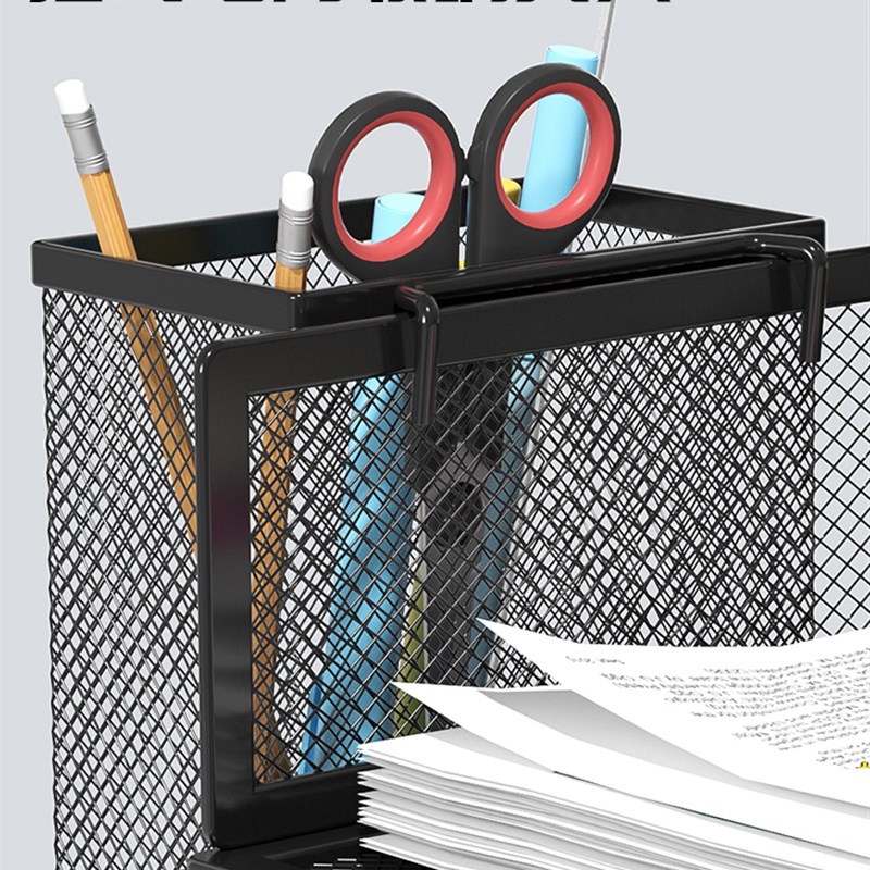 热销大容量金属笔筒挂式收纳盒办公室桌面学生笔桶放笔儿童文件架