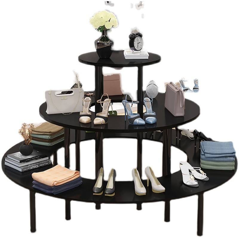 热销中岛展示柜圆形展柜包包鞋化妆品礼品母婴用品展示柜木质展示