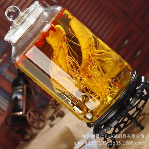 热销无铅加厚泡酒坛子玻璃泡酒瓶家用广口人参酿酒瓶酵素果汁罐带