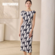 印花无袖 连衣裙2025夏季 新款 wp罗衣时尚 气质修身 针织中长裙12144