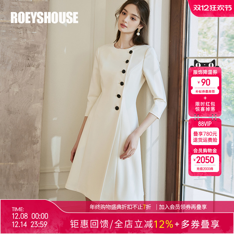 罗衣知性圆领修身连衣裙