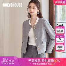 罗衣时尚灰色修身短外套女2025秋季新款洋气小香风通勤西装11140