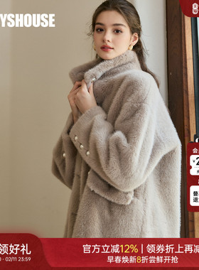 罗衣慵懒宽松皮毛一体毛呢外套2025冬羊羔毛浅灰色环保皮草11332