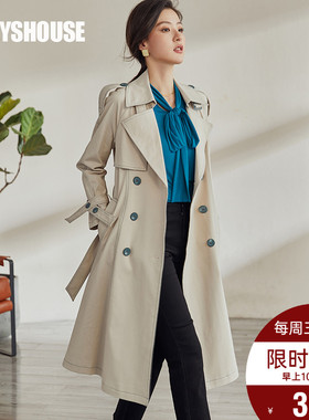 罗衣职业通勤系带风衣女2022秋冬新款知性中长款英伦风外套04749
