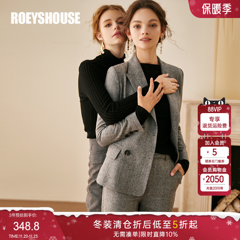 裤子修身灰色呢料西装外套