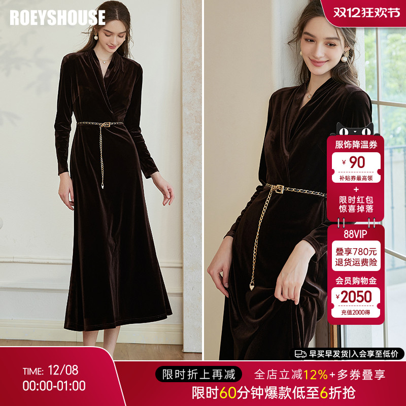 罗衣复古丝绒内搭打底长款连衣裙