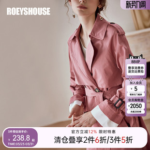 知性OL修身 风衣女春季 系带双排扣外套00621 英伦风中长款 罗衣经典