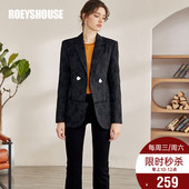 罗衣知性OL风提花西装 西服04781 气质黑色修身 外套女2022春装 新款
