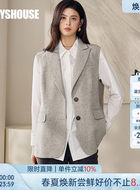 罗衣轻商务通勤叠穿马甲外套女夏宽松无袖坎肩灰色背心上衣12752