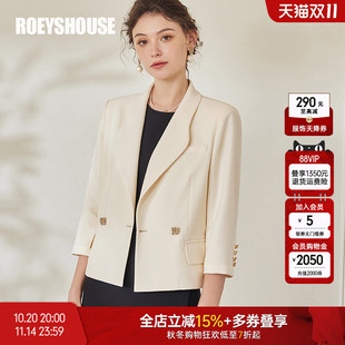 职业肌理感七分袖 罗衣气质修身 短外套女秋季 小西装 西服08945 薄款