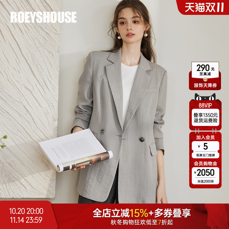 罗衣知性职业亚麻西装外套