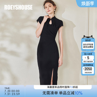 復古修身 羅衣新中式 中國風旗袍連衣裙2024夏裝 新款 黑色裙子08895