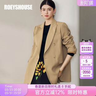 场合OL外套12910 女春商务干练职业正式 罗衣通勤卡其色大版 型西装