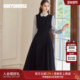 罗衣经典 黑色收腰大摆无袖 连衣裙女春简约高质感叠穿中长裙11060