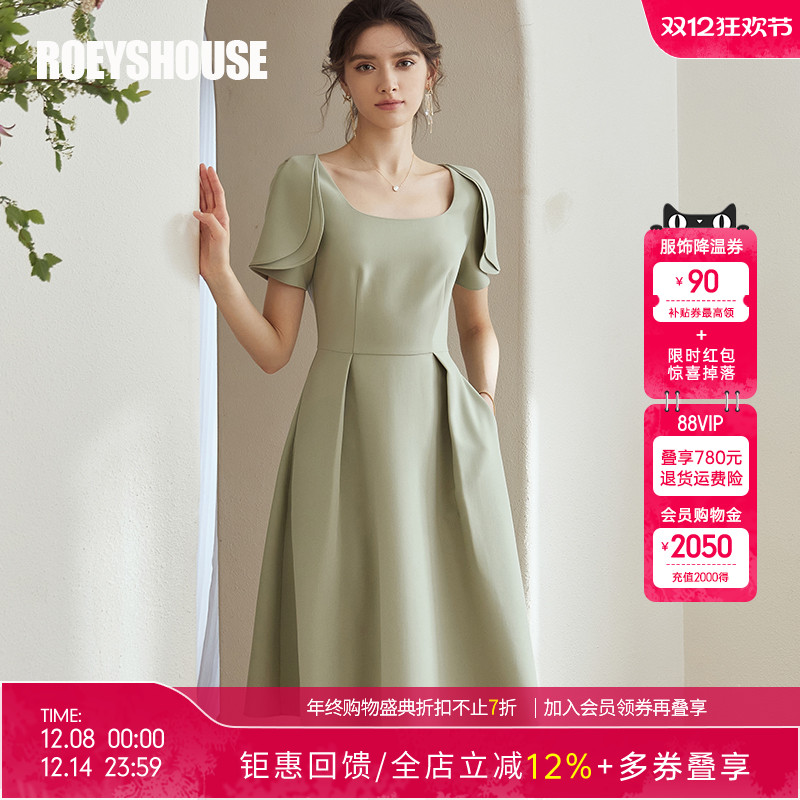 罗衣复古方领绿色夏装淑女