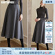 罗衣气质百搭灰色大摆半身裙女春时尚 显瘦职业通勤高腰裙子11781