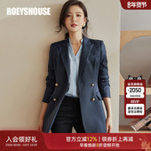 商务藏青色职业正装 罗衣知性OL风双排扣西装 外套女春季 西服05074