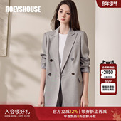 罗衣时尚 场合亚麻浅灰色西服上衣11931 外套女春正式 职业修身 西装