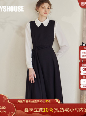罗衣御姐风收腰显瘦黑色无袖连衣裙女春季设计感褶皱背心裙09320