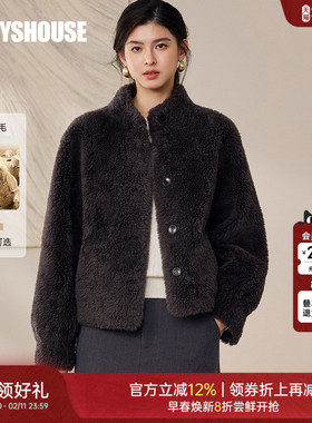罗衣贵气感深灰羊羔毛短外套女冬皮毛一体重要场合保暖皮草13166