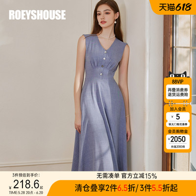 罗衣时尚大摆牛仔蓝连衣裙