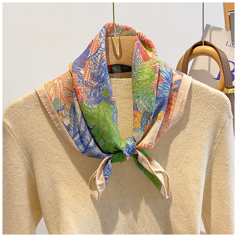 真丝羊毛方巾丝巾女2025春季