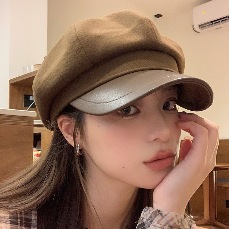Cloud韩版百搭贝雷帽女秋冬显脸小八角帽休闲复古英伦风报童帽