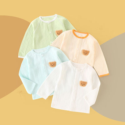 婴儿秋衣单件上衣宝宝纯棉长袖开衫男女童秋冬保暖装儿童打底睡衣