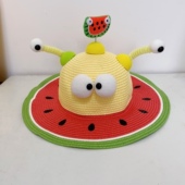 晓秀天棋水果渔夫帽遮阳帽亲子游帽子编织草帽可爱夏天儿童帽子